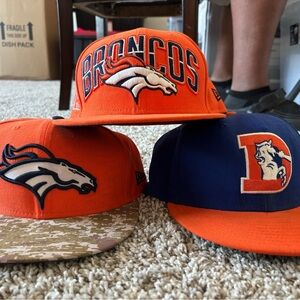 New Era Orange and Blue Broncos Hats